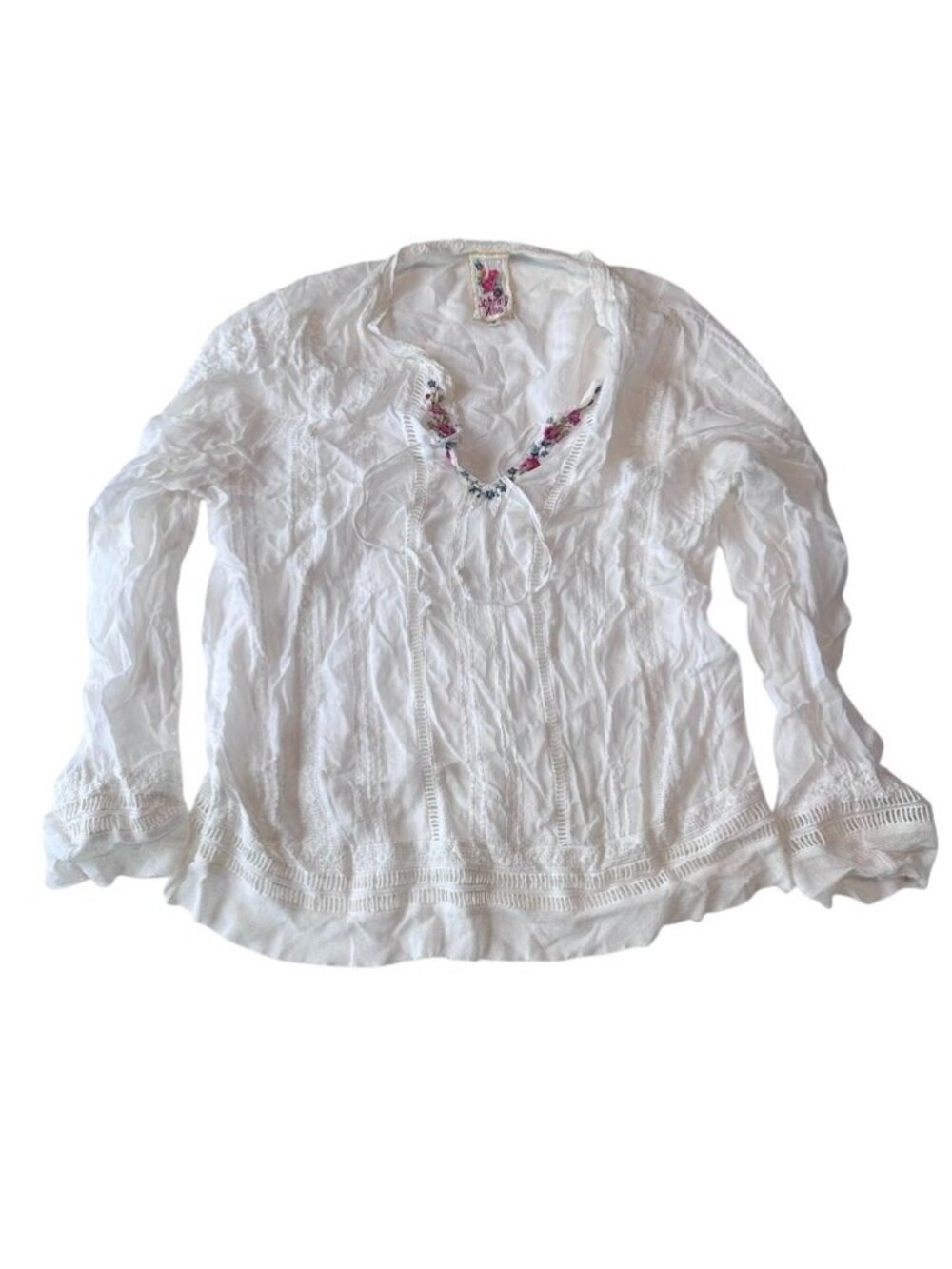 JOHNNY WAS Boho Peasant Top Size Small